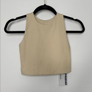 NWT Girlfriend Collective Dylan Crop Tank Bra in Beige XS